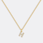 Gold Pavé Uppercase Initial Necklace