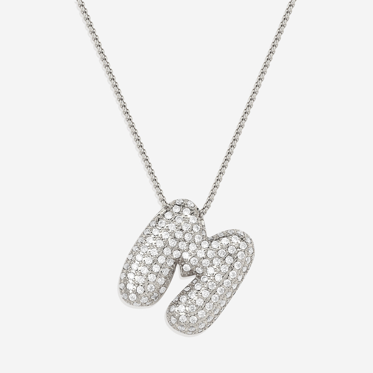 Pave Bubble Initial Necklace