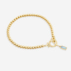 Mint Beaded Birthstone Charm Bracelet