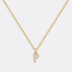 Gold Pavé Uppercase Initial Necklace