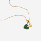 Malachite Heart Initial Necklace
