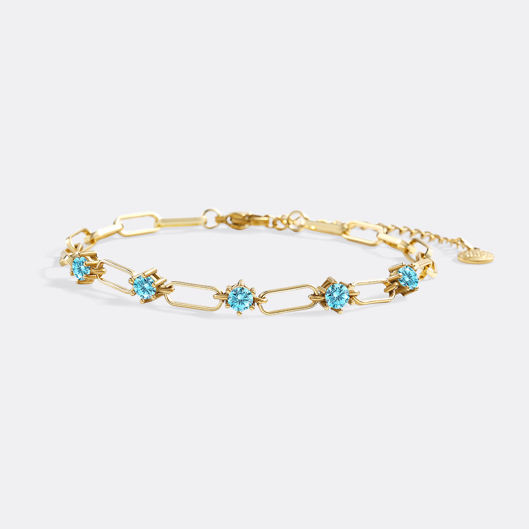 Paperclip Bracelet with Gemstone Accents