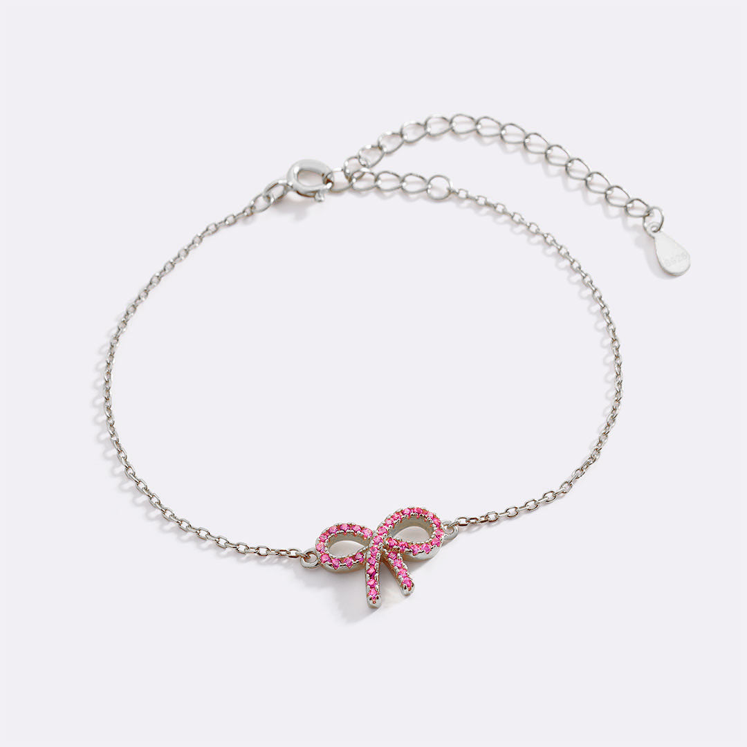 Pink Pave Bow Bracelet