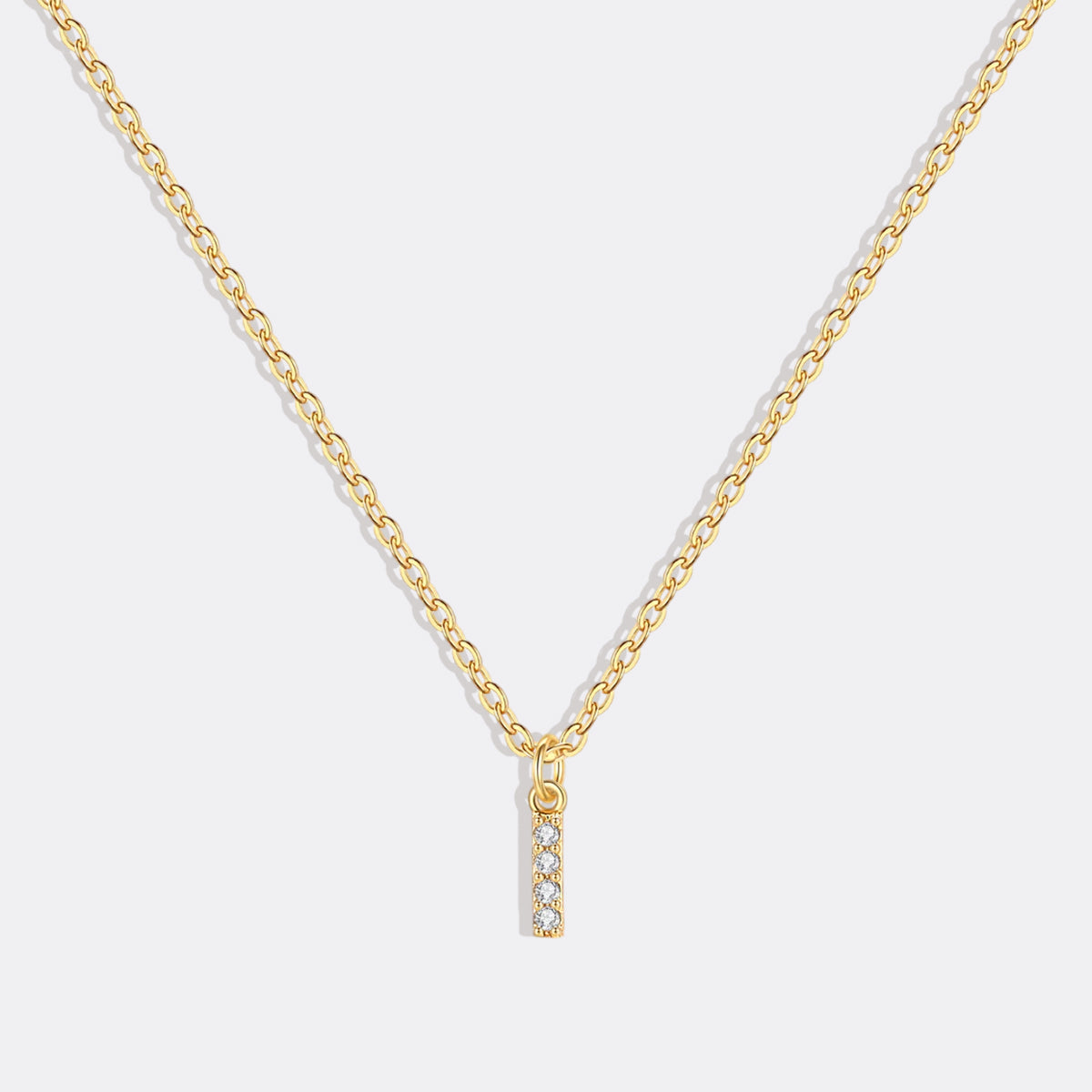Gold Pavé Uppercase Initial Necklace