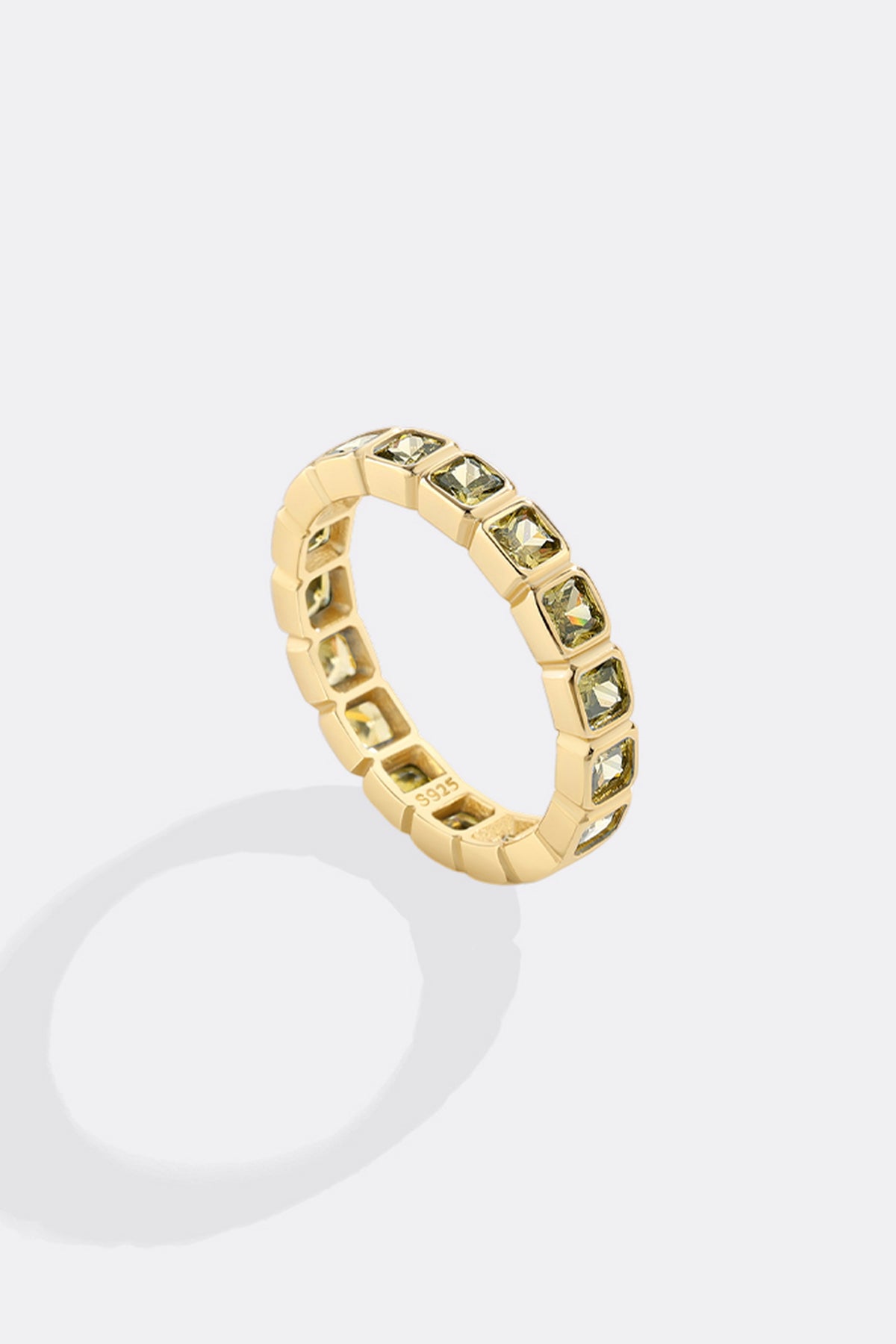 Emerald Cut Birthstone Eternity Ring