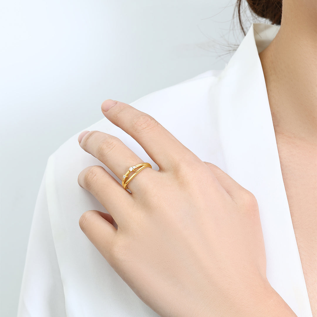 Crescent Moon Diamond Ring