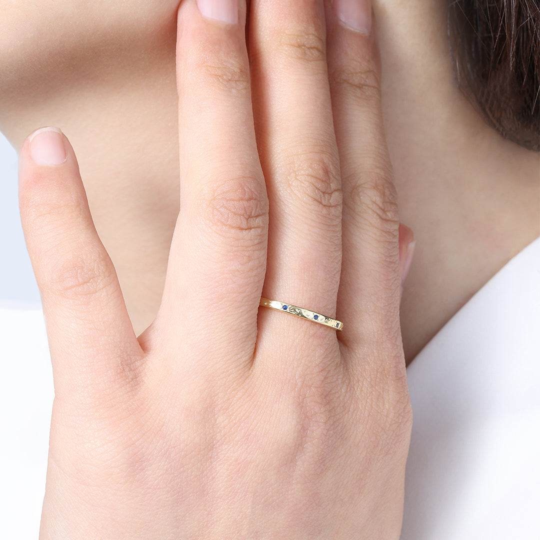 Narrow Textured Gold Birthstone Band