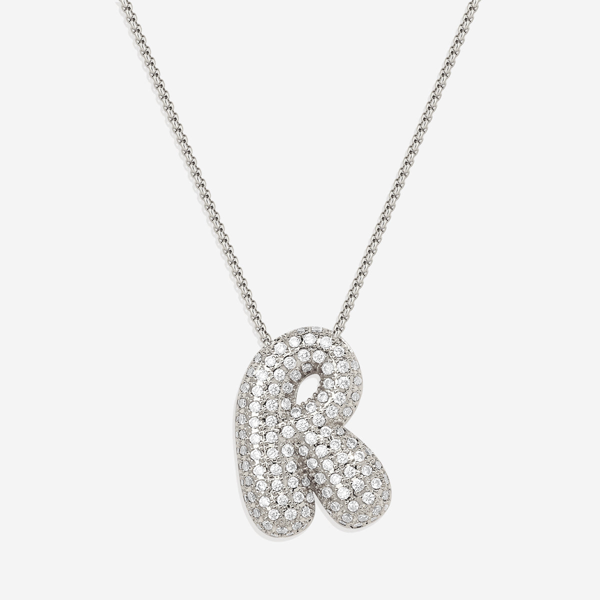 Pave Bubble Initial Necklace