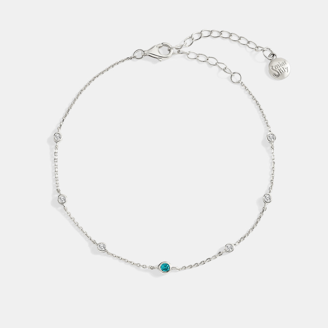 March Birthstone Station Bracelet