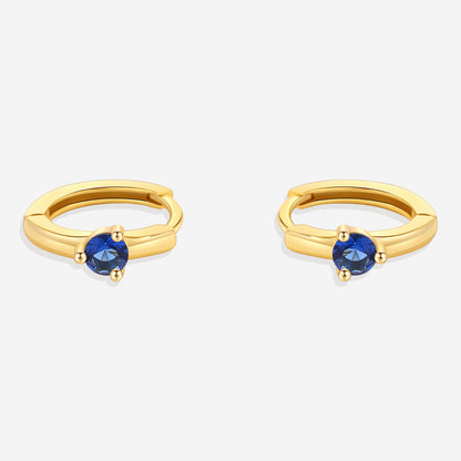 Solitaire Birthstone Huggie Hoop Earrings
