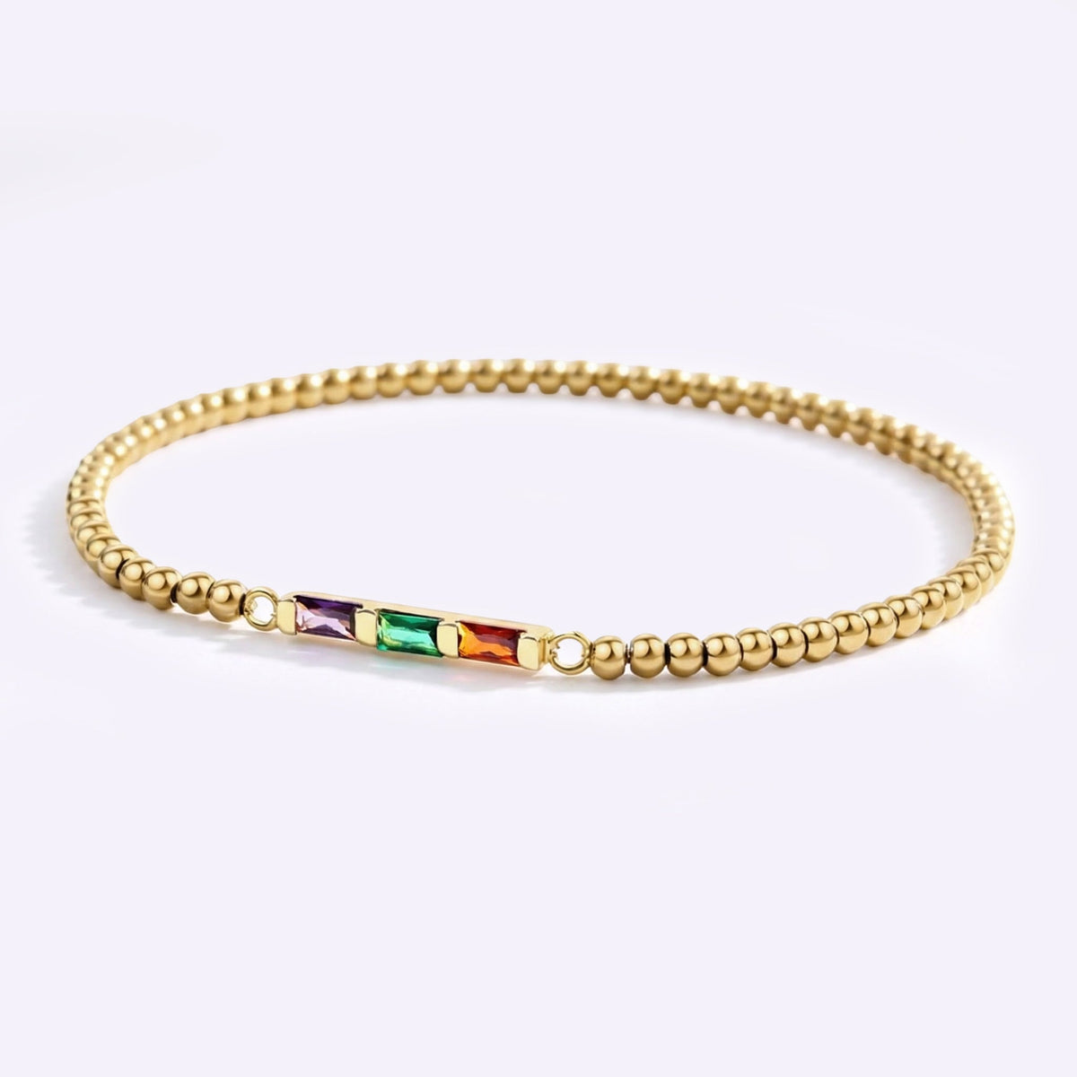Personalized Baguette Birthstone Beaded Bracelet