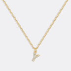 Gold Pavé Uppercase Initial Necklace