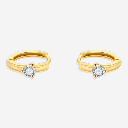 Solitaire Birthstone Huggie Hoop Earrings
