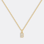Gold Pavé Uppercase Initial Necklace