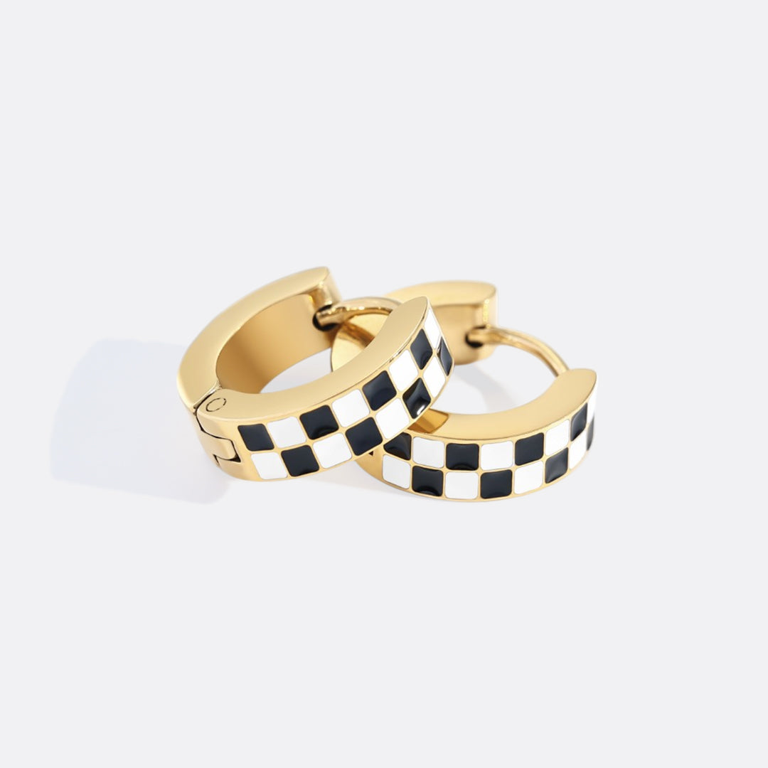 Checkered Hoop Earrings
