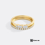 Morse Code and Micro Pave Eternity Ring Stacking Set