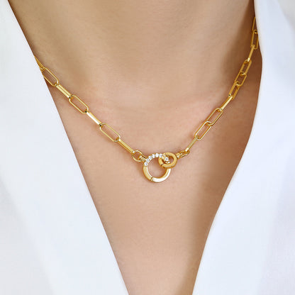 Pave Mint Paperclip Necklace