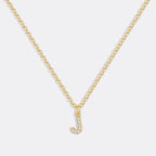 Gold Pavé Uppercase Initial Necklace