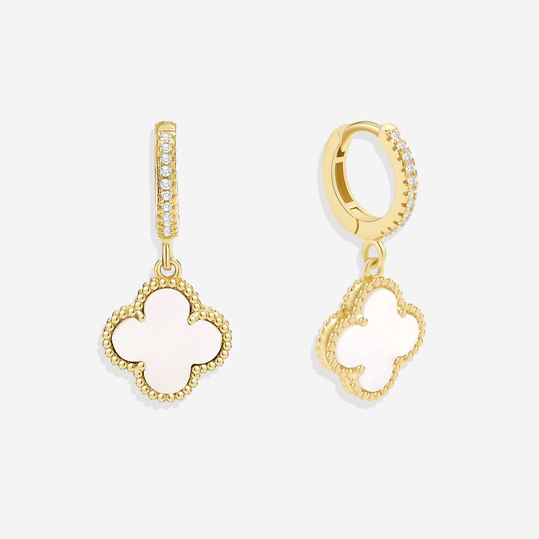 Pave Clover Drop Earrings