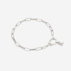 Mint Paperclip Bracelet with Pave Initial Charm