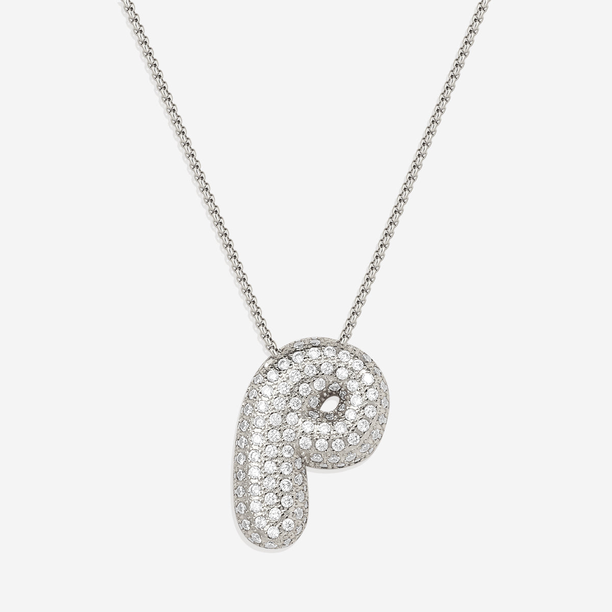 Pave Bubble Initial Necklace