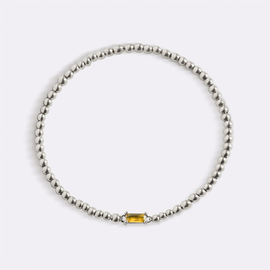 Sterling Silver Beaded Birthstone Bracelet