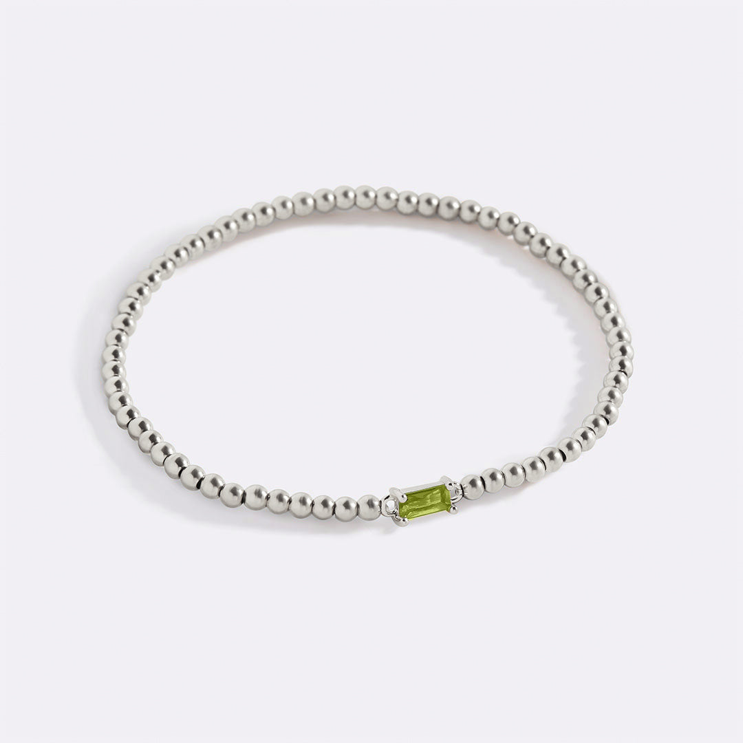 Sterling Silver Beaded Birthstone Bracelet