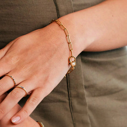 Paperclip Bracelet with Pearl Accent