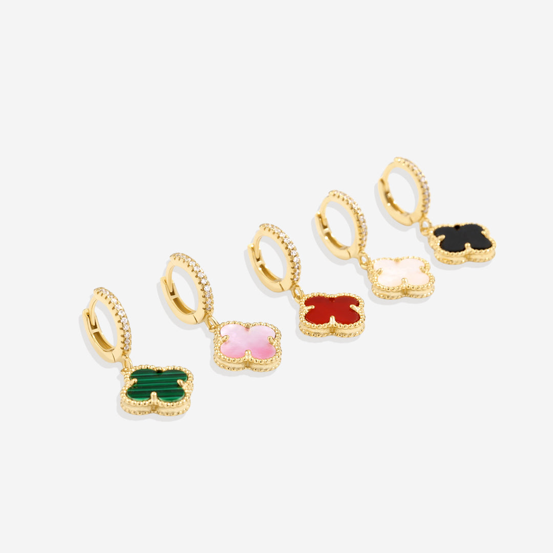Pave Clover Drop Earrings