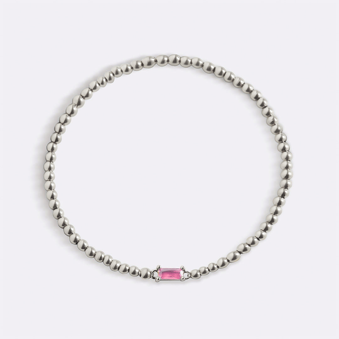 Sterling Silver Beaded Birthstone Bracelet