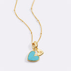 Turquoise Heart Initial Necklace