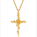 Floral Cross Pendant Necklace