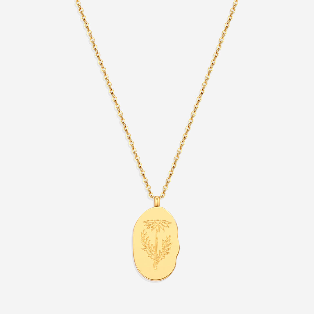 Gold Birth Flower Pendant Necklace