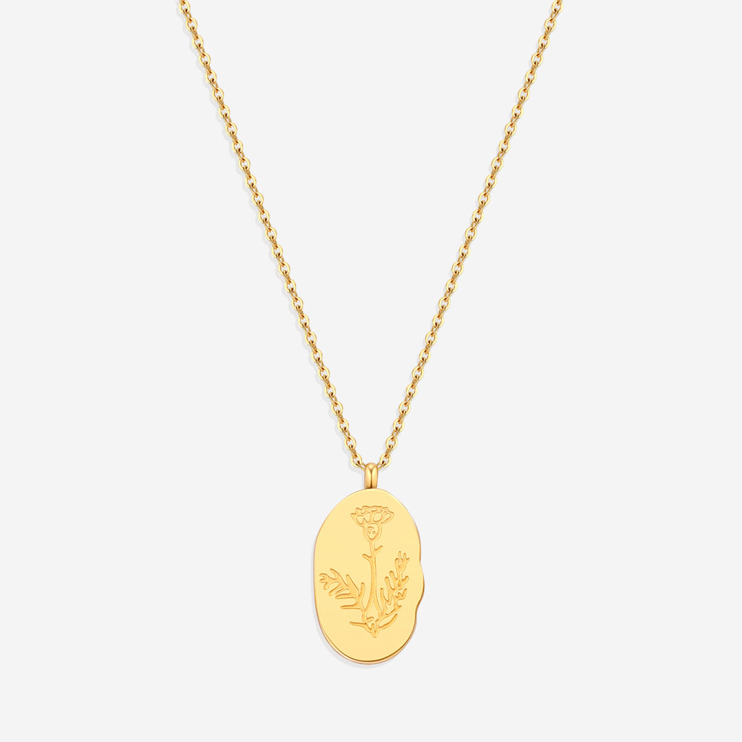 Gold Birth Flower Pendant Necklace