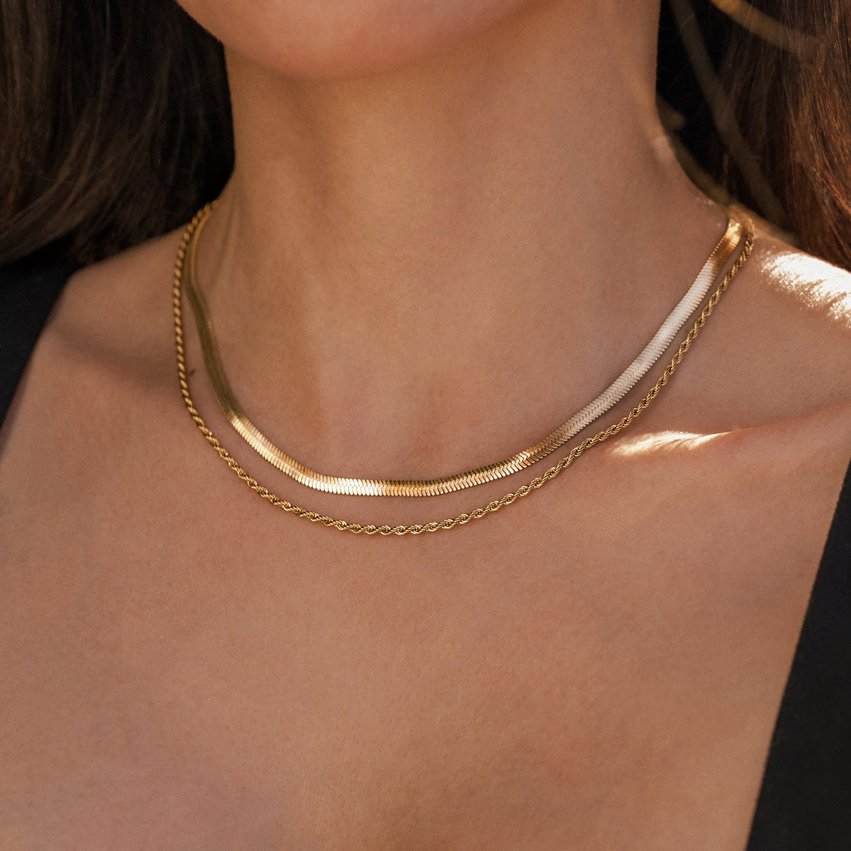 Herringbone + Rope Chain Set