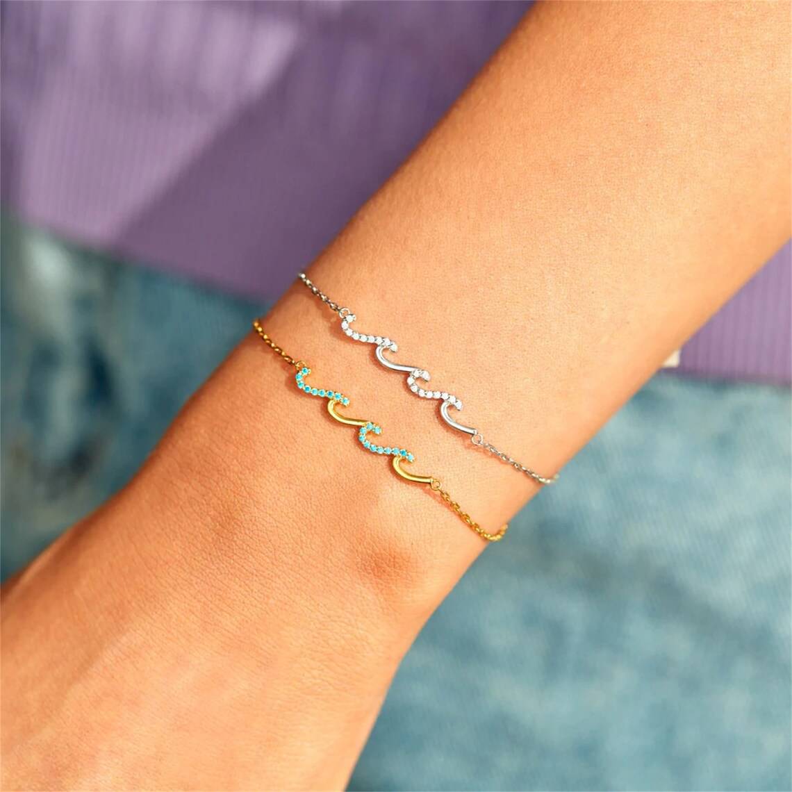 To My Bestie Dainty Triple Wave Friendship Bracelet