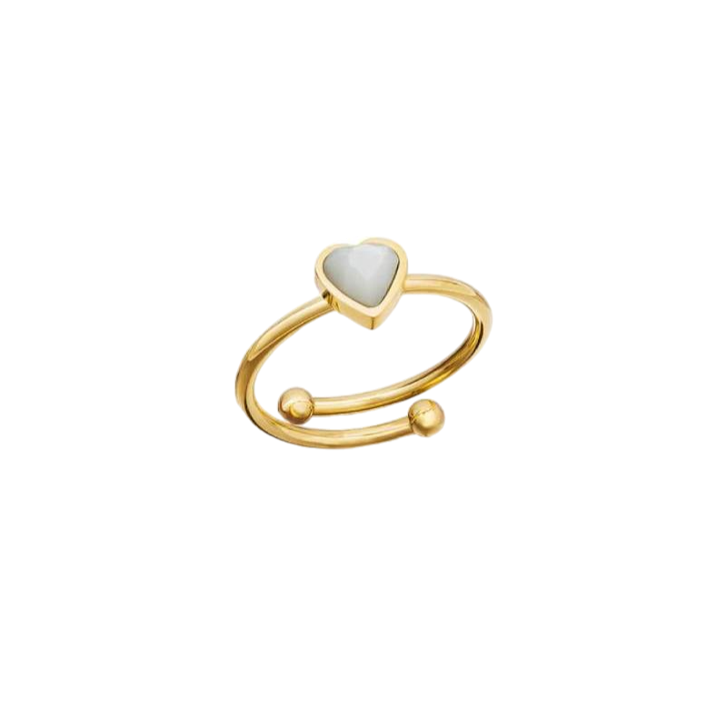 Dainty Heart Birthstone Ring