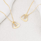 Interlocking Diamond Initial Pave Heart Necklace