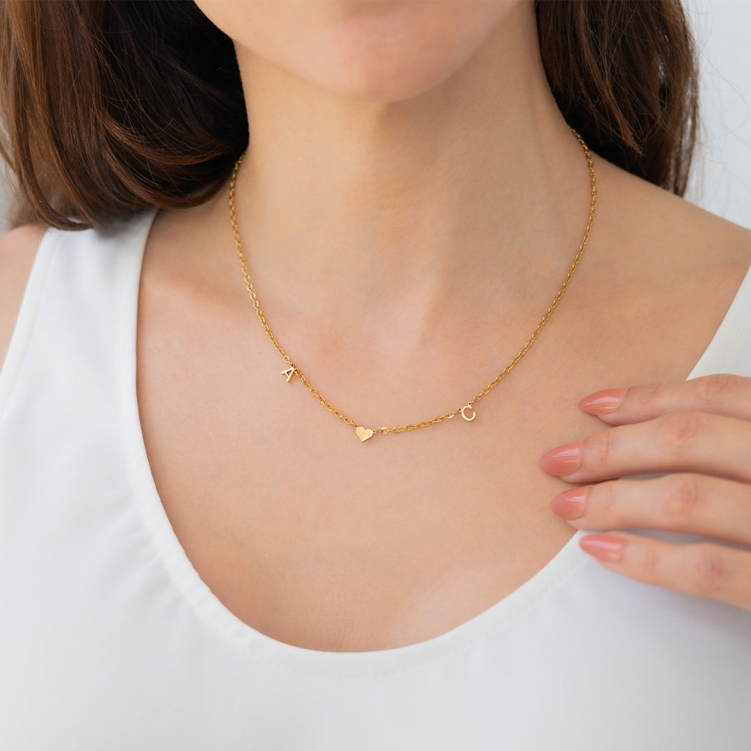One Heart Initial Necklace