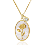 Pearl Birth Flower Pendant Necklace