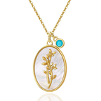 Pearl Birth Flower Pendant Necklace