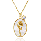 Pearl Birth Flower Pendant Necklace