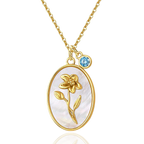 Pearl Birth Flower Pendant Necklace