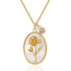 Pearl Birth Flower Pendant Necklace