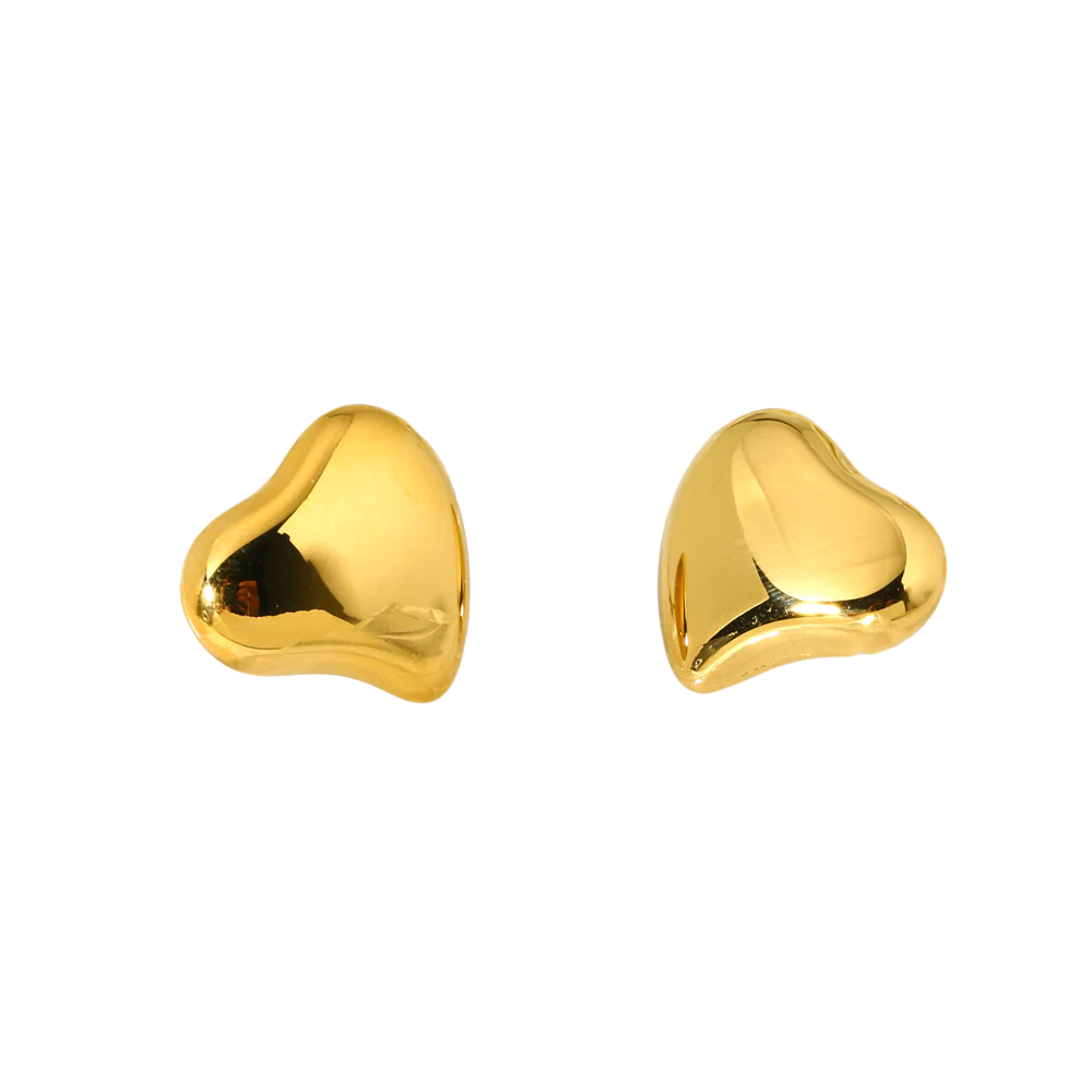 Polished Sculptural Heart Earrings