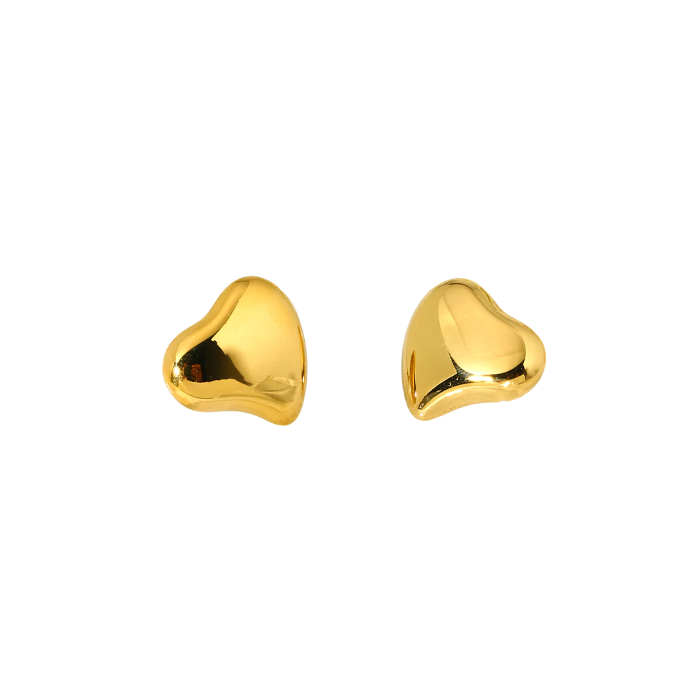 Polished Sculptural Heart Earrings