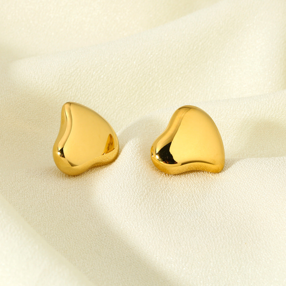 Polished Sculptural Heart Earrings