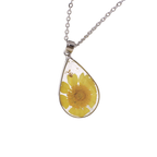 Pressed Birth Flower Droplet Necklace