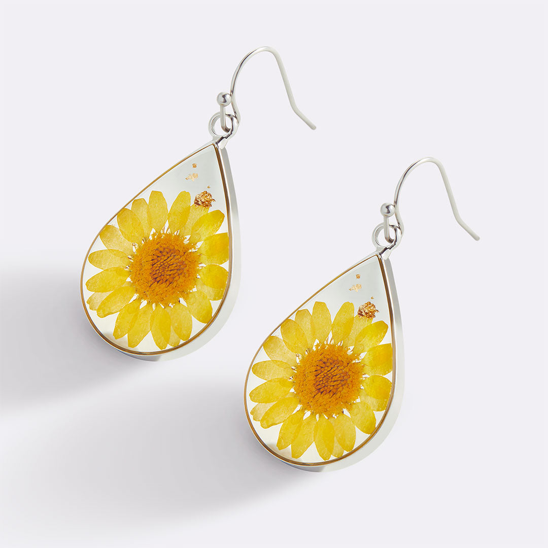 Pressed Birth Flower Earrings