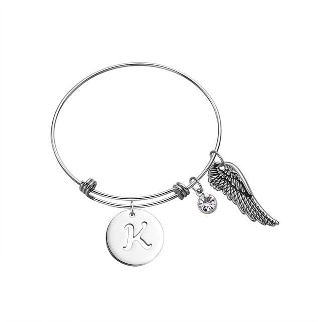 Custom Initial Guardian Angel's Wing Bracelet